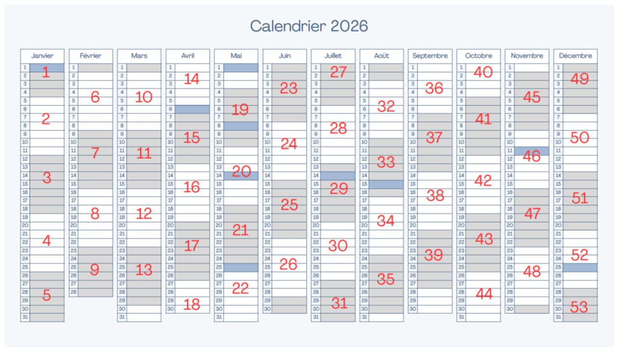 calendrier 2026